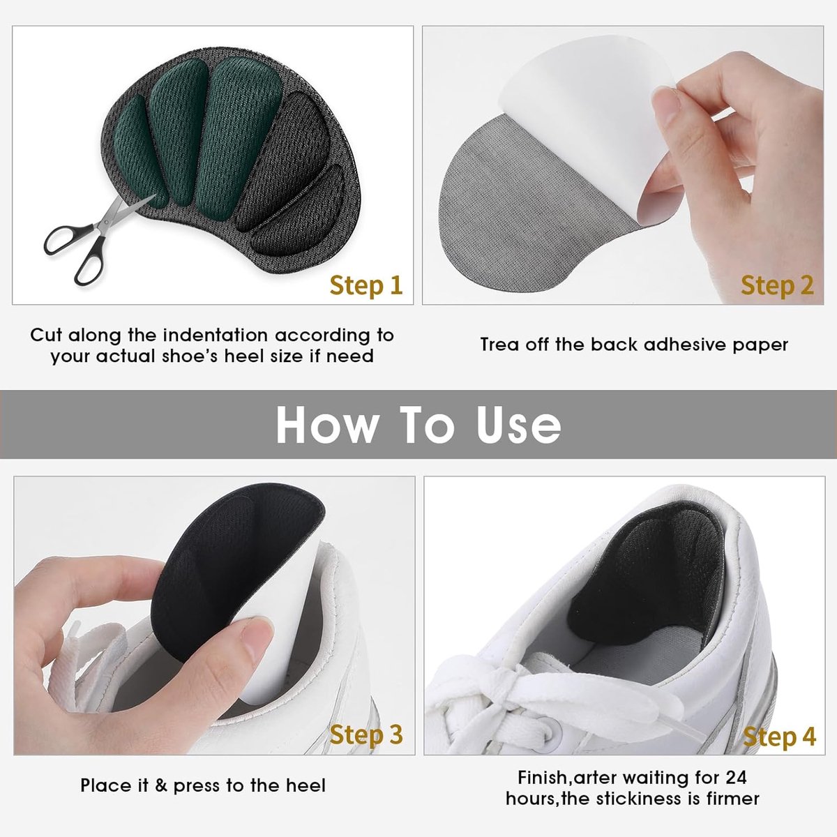 4-Pair Heel Sole - Anti-Slip Heel Sole for High Heels & Dress Shoes - Anti-Slip Heel - Self-Adhesive Heel Sole - Suitable for Loose-fitting Shoes, Anti-Slip Heel Sole - Unisex Anti-Wear Heel Protectors - Image 1