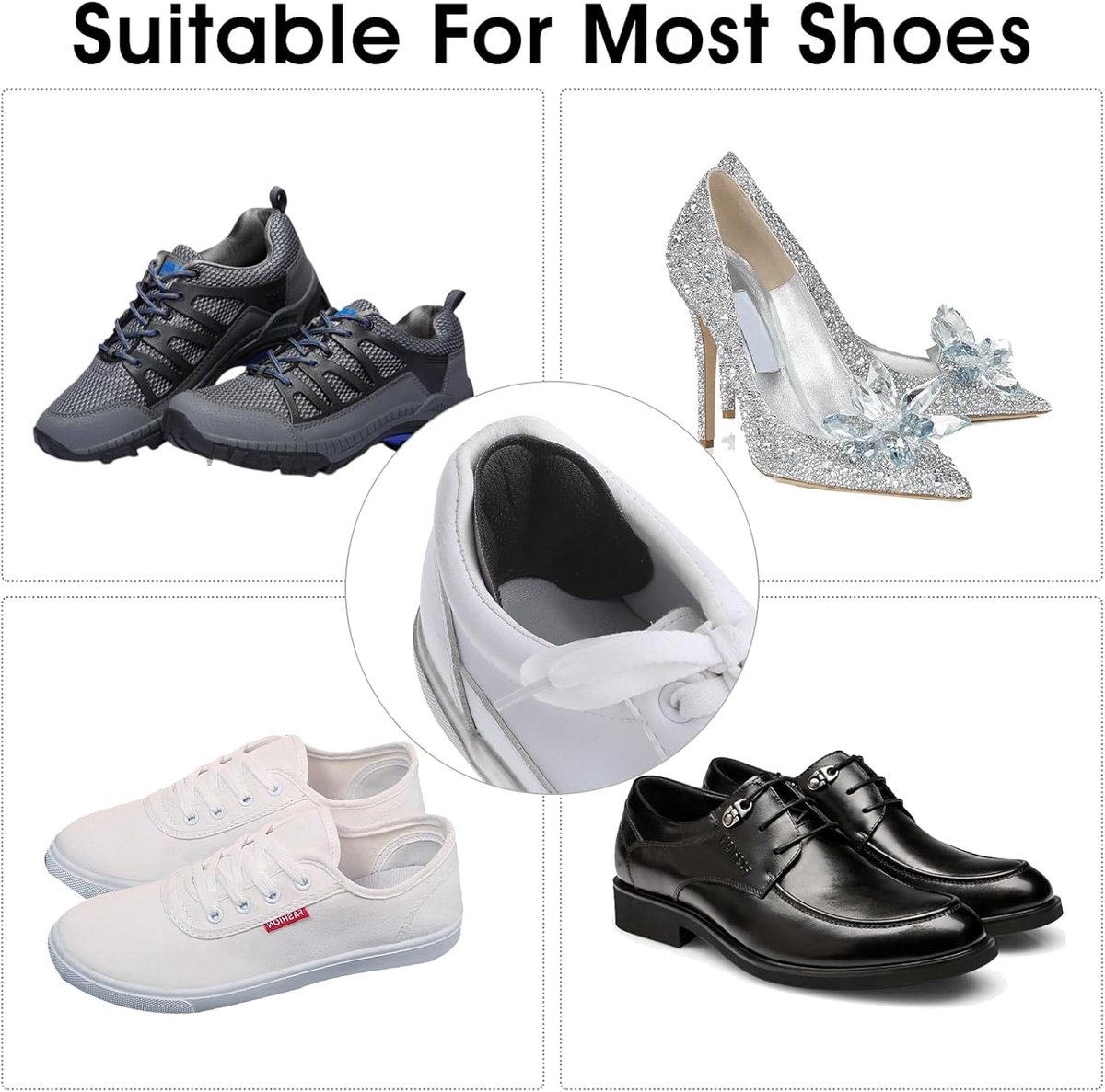 4-Pair Heel Sole - Anti-Slip Heel Sole for High Heels & Dress Shoes - Anti-Slip Heel - Self-Adhesive Heel Sole - Suitable for Loose-fitting Shoes, Anti-Slip Heel Sole - Unisex Anti-Wear Heel Protectors - Image 3