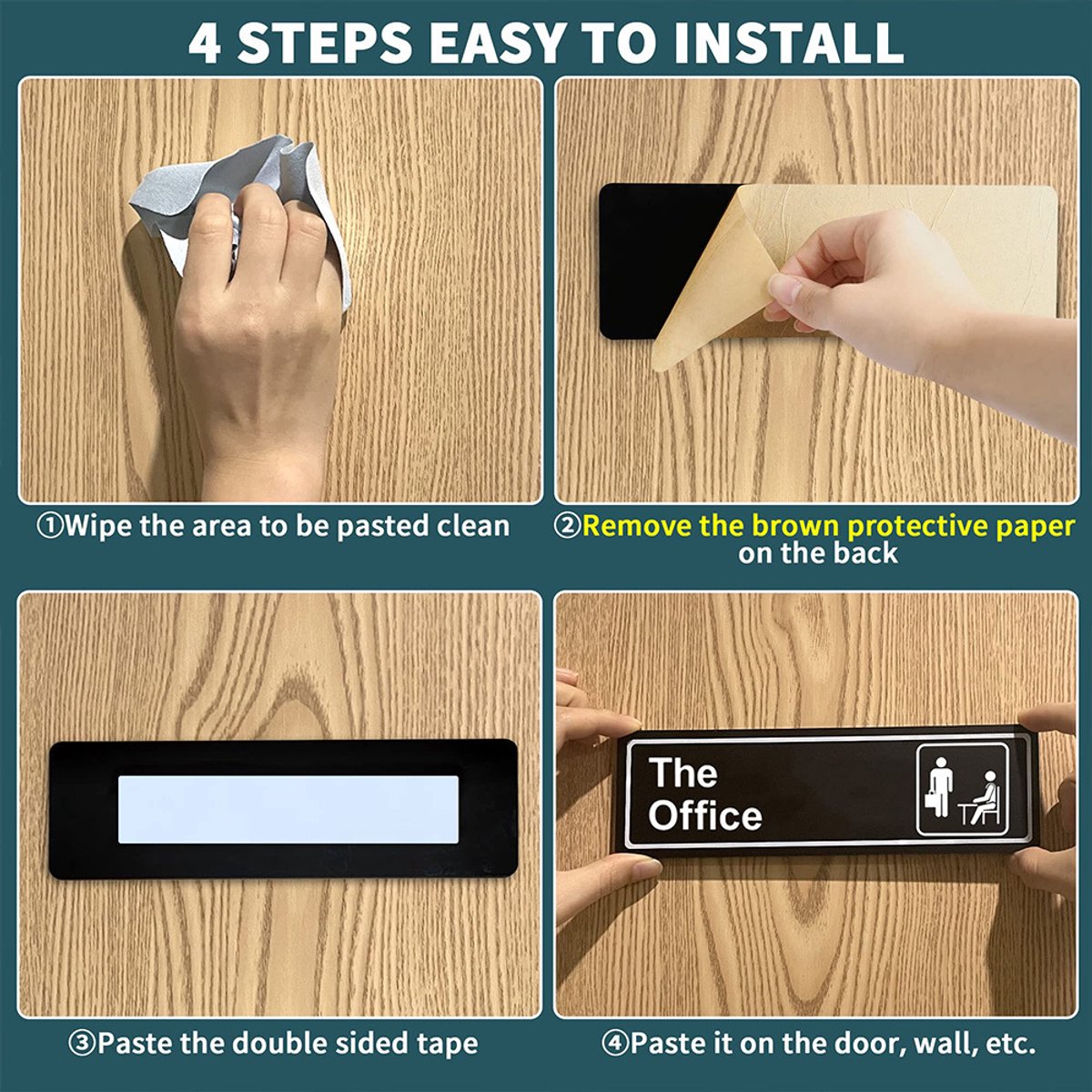 Acrylic Door Panel – Self-Adhesive, 3.2×9×0.2 inches, Black & White - Image 3