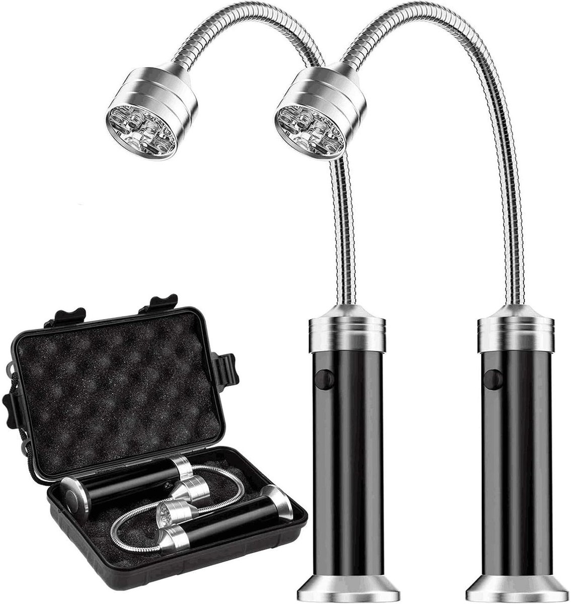 BBQ lamp - Magnetic base - Super bright LED BBQ lamp - 360° rotatable neck, waterproof and heat-resistant - Suitable for camping and car repairs - 2 pcs - Image 1