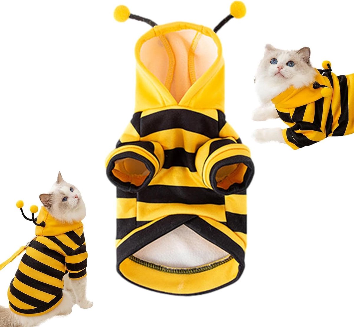 Bee Cat Costume - Small Hooded Set for Dog and Cat - Halloween Pet Costume - Image 1