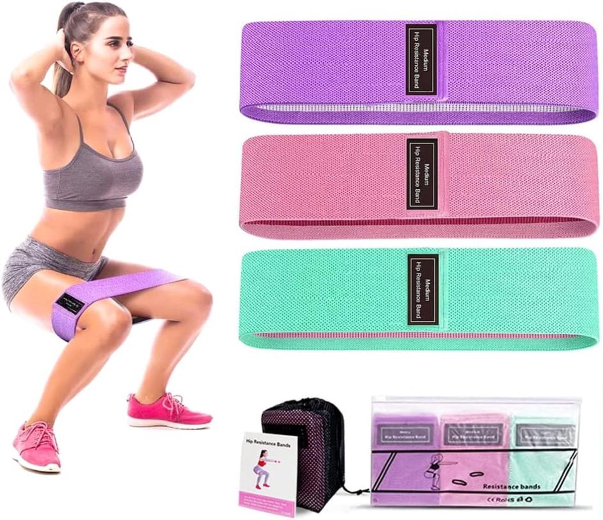 Resistance Bands - Resistance Band - Fitness Elastics - Non-slip, secure fit - Sturdy latex-free fabric - Full Body Workout - For women, home and gym training - Image 1