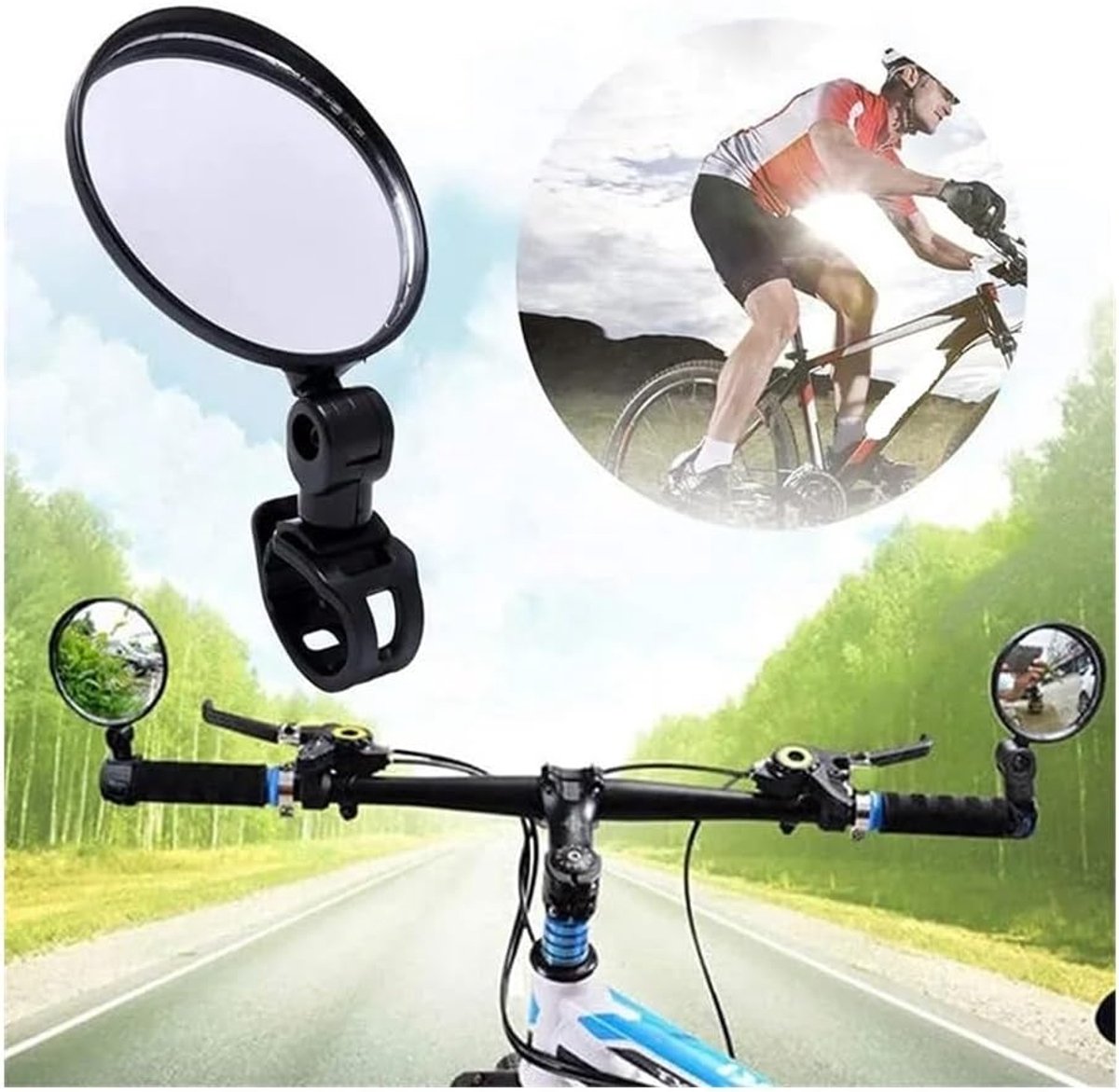 Motorcycle rearview mirror - bicycle rearview mirror 360-degree rotatable auxiliary convex mirror - bicycle rearview mirror on the handlebars - Image 3