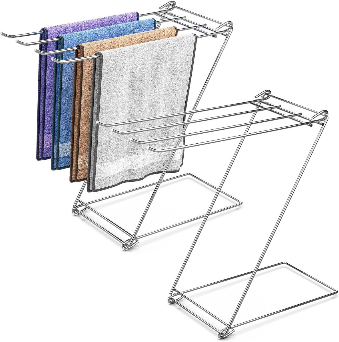 Kitchen Towel Holder, 4-Arm Kitchen Towel Rack for Drying Dishcloths Hand Towels, Foldable Free Standing Hand Towel Holder for Countertop Bathroom Kitchen Organization RV Essentials, 2 Pack - Image 1