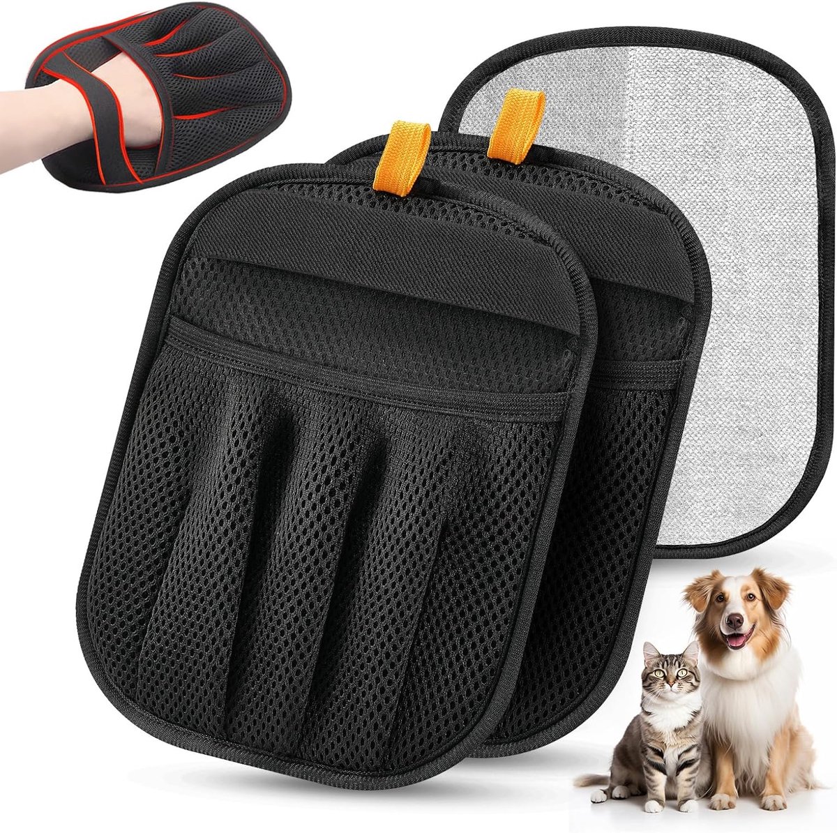 cat hair remover - Pet hair remover - 2 pieces pets - Gloves for animal hair - Five-finger electrostatic gloves with animal hair - Image 1