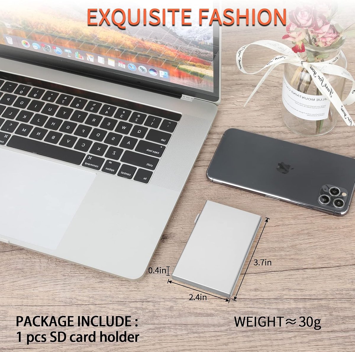 SD card holder - SD card holder - Memory card holder - Aluminum alloy hard shell - Dual layer capacity for 6 SD cards and 12 TF cards Silver color - Image 5