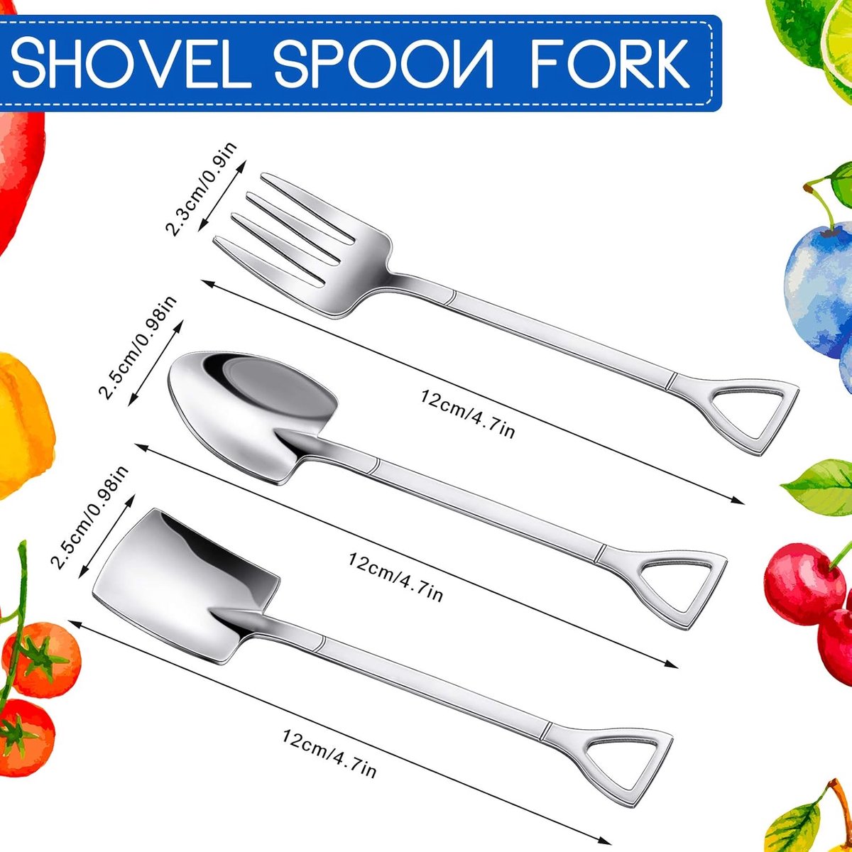 9-Piece Silver Dessert Cutlery Set - Stainless Steel - 3 Spatulas/3 Pointed Spoons/3 Spoons - Image 5