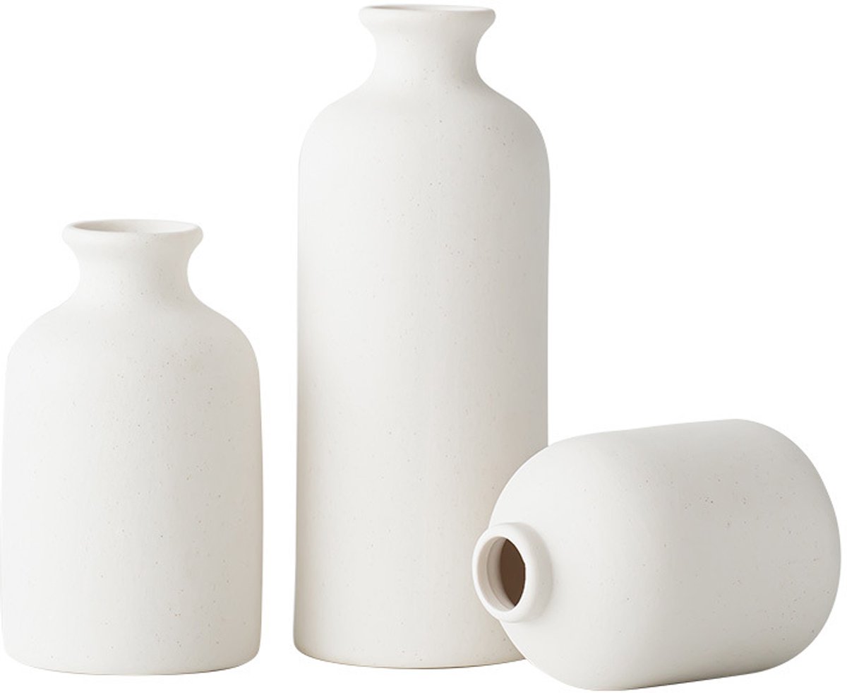 Ceramic vase set - Modern home decor vases - Suitable for bookshelves, living rooms, bedrooms, dining table decoration, gifts and small flower arrangements (3 pieces) - Image 1