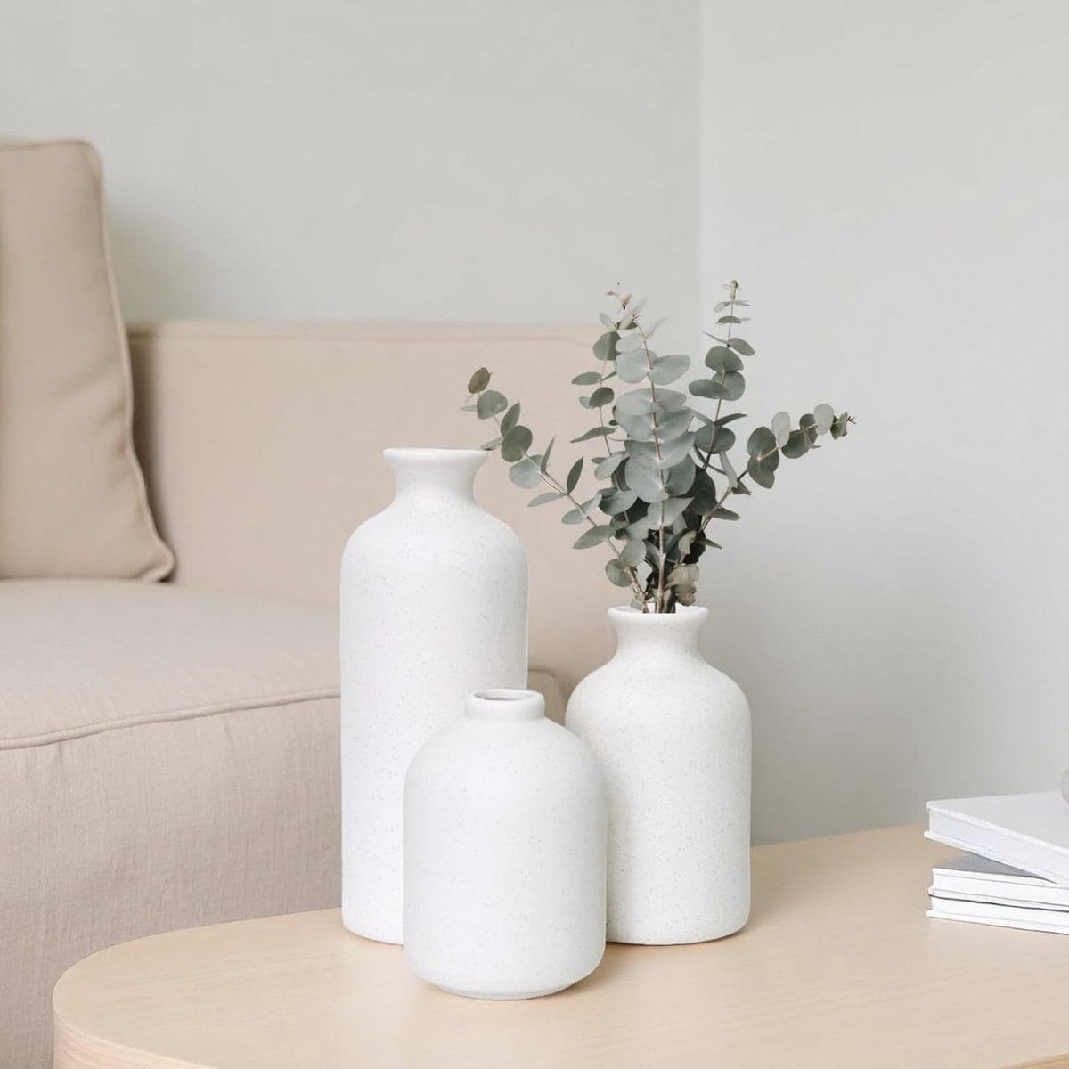 Ceramic vase set - Modern home decor vases - Suitable for bookshelves, living rooms, bedrooms, dining table decoration, gifts and small flower arrangements (3 pieces) - Image 4