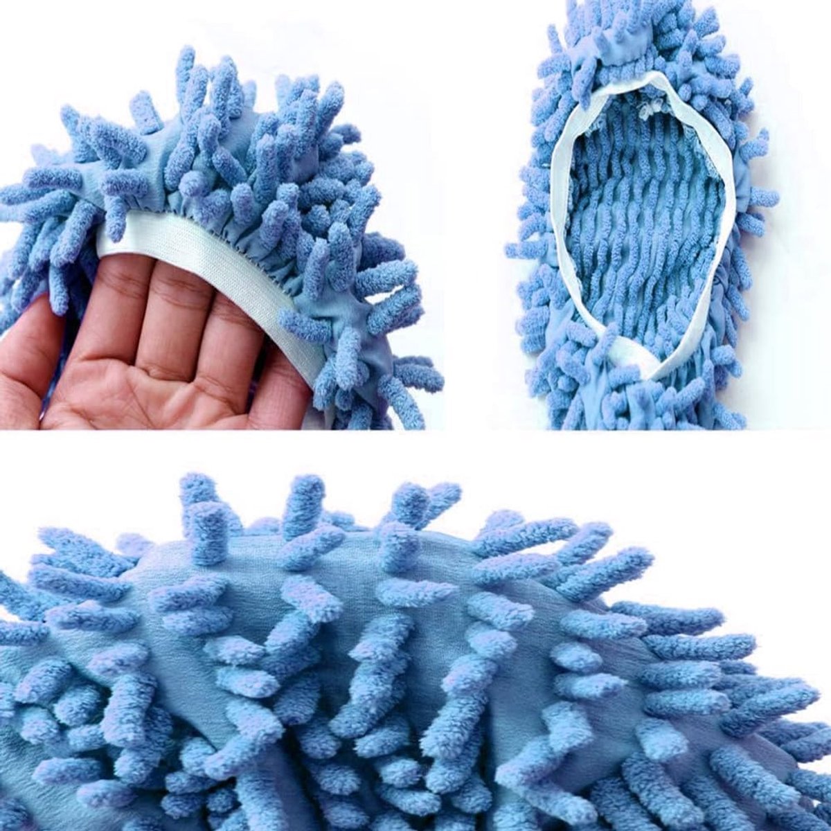 Shoe covers - 2 pairs of blue mop slippers - Microfiber cleaning mats for mopping - Soft and washable - Household slippers for cleaning floors - Image 1