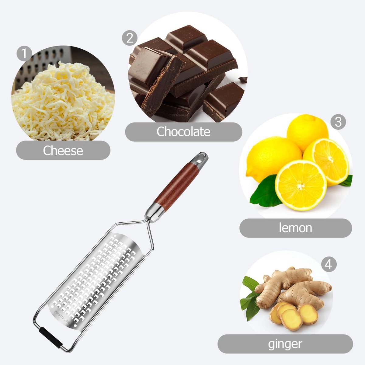 Cheese grater - Grater with handle - Easily grates lemons, vegetables, and cheese - Convenient to use - Image 1