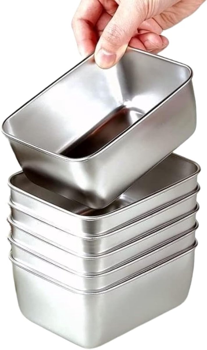 6 Food Containers with Lids - Reusable, Stackable, Waterproof - Stainless Steel - Suitable for Oven, Refrigerator, and Dishwasher - 13.5*10.5*6 cm (500 ml) - Image 1