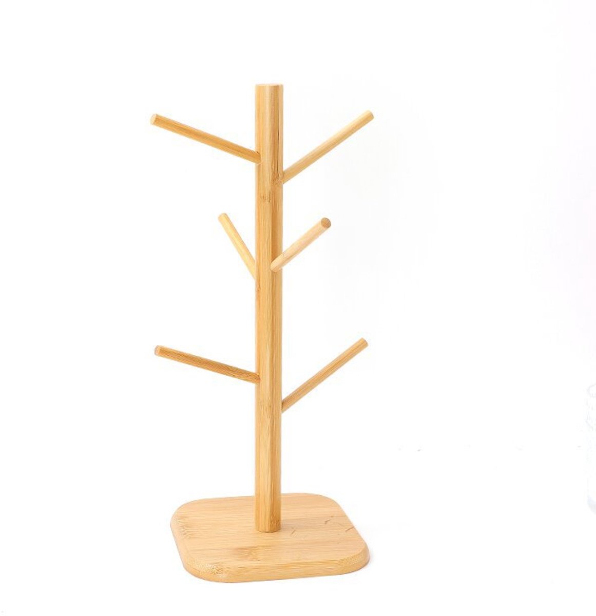 Bamboo Coffee Cup Tree - 6 Hooks - Space-saving - Stable - For Kitchen Table or Coffee Bar - Image 1