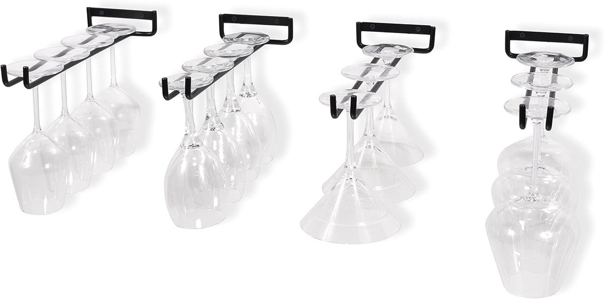 Pieces Wall Mount Goblet Holder - 30cm Black Wrought Iron - Heavy-Duty Wine Glass Holder - Image 3