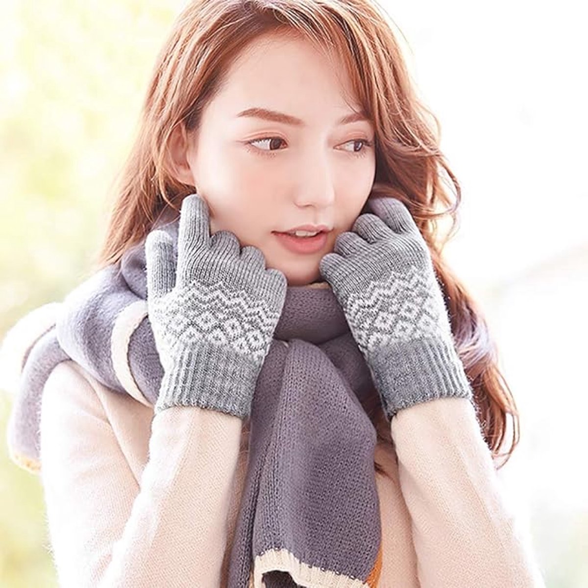 Gloves-men's gloves Women's winter gloves - Snowflake print Warm touchscreen gloves - Unisex - Reusable - Image 2