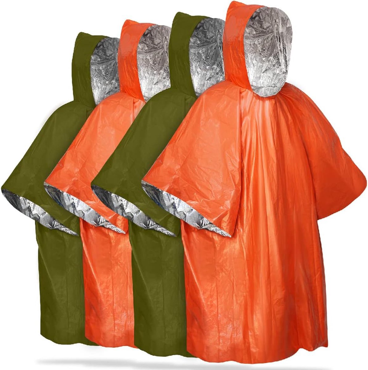 4 pieces - Waterproof survival blanket - Emergency blanket - 125cm*100cm - Reversible - with Hood - Waterproof - Windproof - Portable - Thermal emergency blanket - Rescue blanket - Insulation blanket - Foil Blanket Insulated Survival Blankets - Image 1