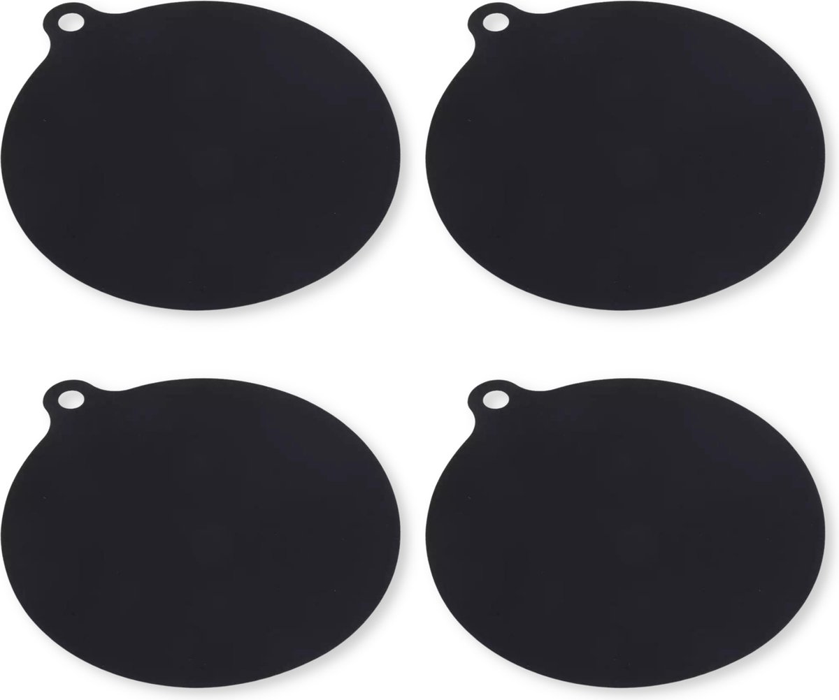 Induction Protector - Pan Coaster - Set of 4 - 22CM - Resistant up to 240 ºC - Silicone - Black - Image 1