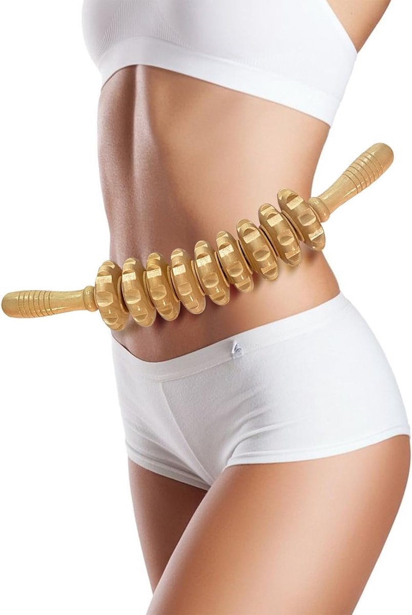 Massage Ball - Massage - Massage Stick - Massage Device - Relieve Fatigue - Accessories - Anti-Cellulite Massage Roller Tool - Full Body Massager - Thigh Massager - Curved Wooden Massage Roller - Connective Tissue Massages - Relax - Image 1