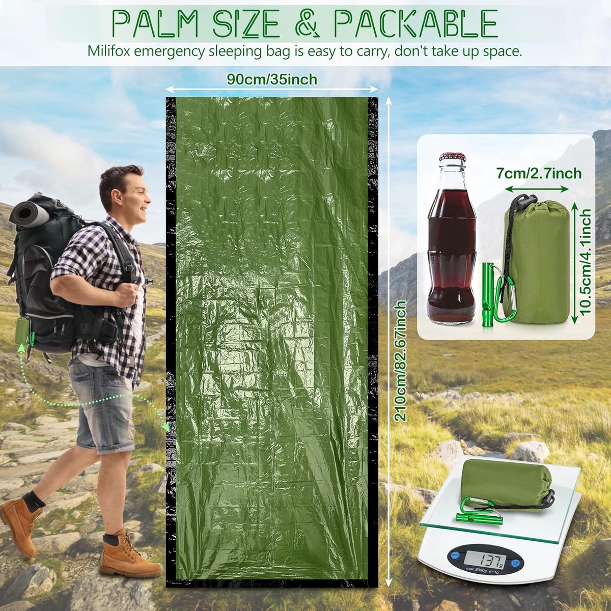 Emergency Sleeping Bag - 2 Pieces - Emergency Blanket - Waterproof Survival Blanket - 210*90cm - PE - Rescue Blanket - Insulation Blanket - Survival Sleeping Bag - Emergency Sleeping Bag - Emergency Tent - Emergency Tent - Outdoors/Walking/Camping/Hiking - Image 4