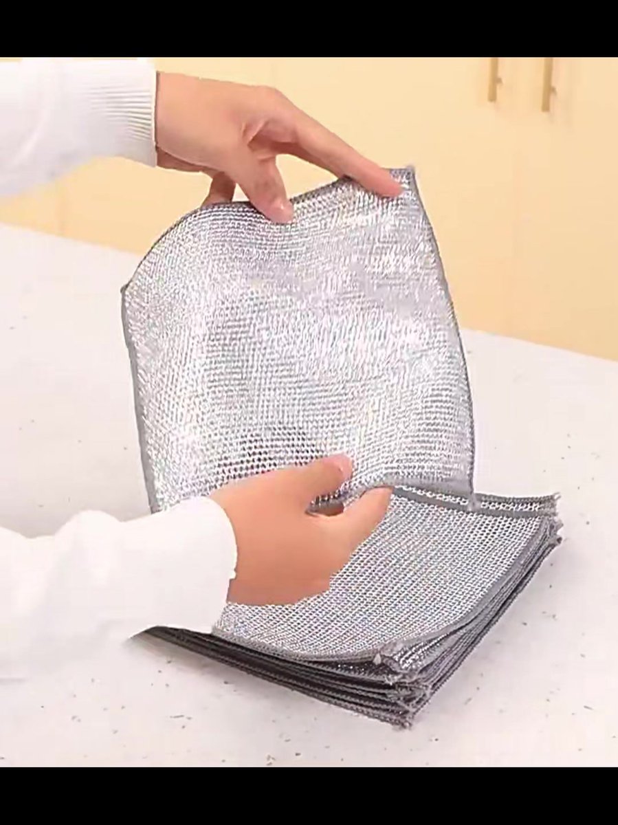 Dishcloths - 10 Pieces - String Dishcloths - Dishcloths - Silver Thread Cloths - Cleaning Cloths - Scouring Pad - Reusable - Multifunctional - For Cleaning Pans, Stoves, Baking Trays, Ovens and Grills - For Stubborn Stains - 20x20cm - Image 2