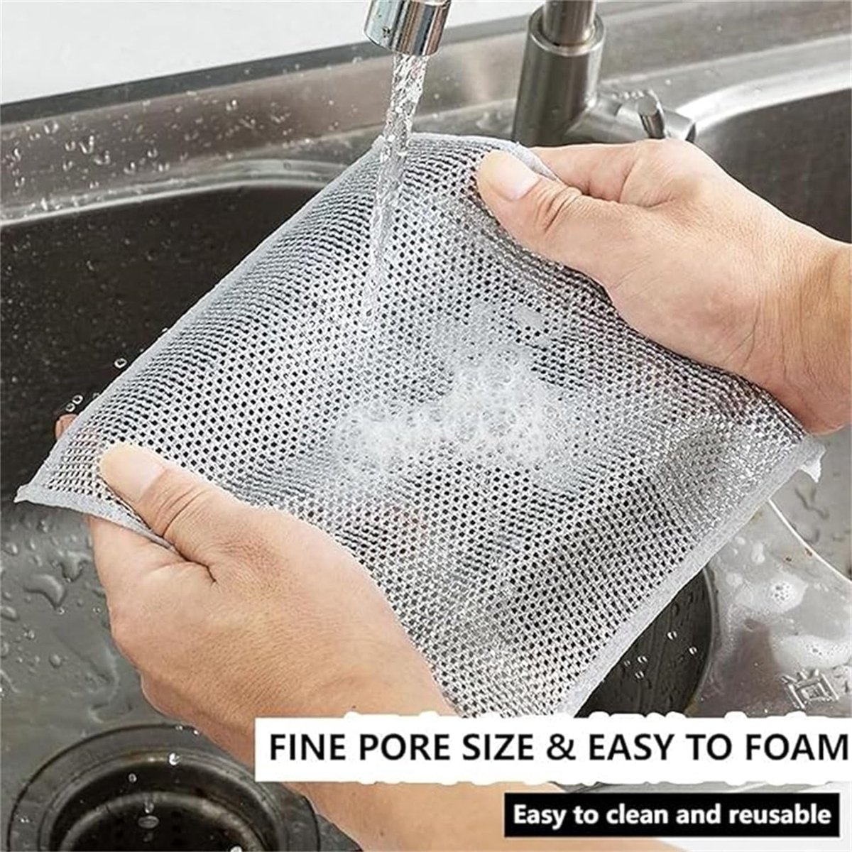 Dishcloths - 10 Pieces - String Dishcloths - Dishcloths - Silver Thread Cloths - Cleaning Cloths - Scouring Pad - Reusable - Multifunctional - For Cleaning Pans, Stoves, Baking Trays, Ovens and Grills - For Stubborn Stains - 20x20cm - Image 4