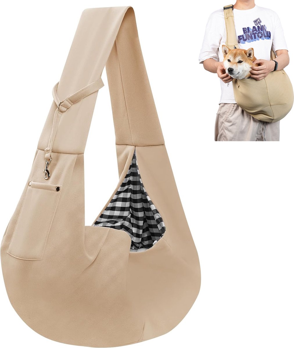 Dog Carrier Bag - Dog Sling - Waterproof - Dog Bag - Cat Travel Bag - Dog Carrier - Pet Carrier Bag Dog - Small Dog Front Carrier for Travel - Animal Carrier Bag - Max 10 Kg - Dog Carrier Bag - For Cats, Dogs and Pets - Khaki - Image 1