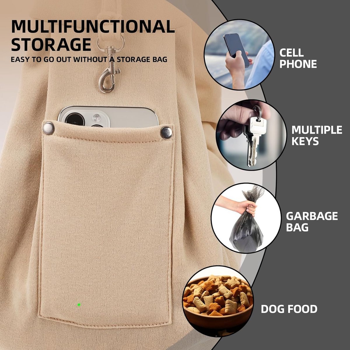 Dog Carrier Bag - Dog Sling - Waterproof - Dog Bag - Cat Travel Bag - Dog Carrier - Pet Carrier Bag Dog - Small Dog Front Carrier for Travel - Animal Carrier Bag - Max 10 Kg - Dog Carrier Bag - For Cats, Dogs and Pets - Khaki - Image 4