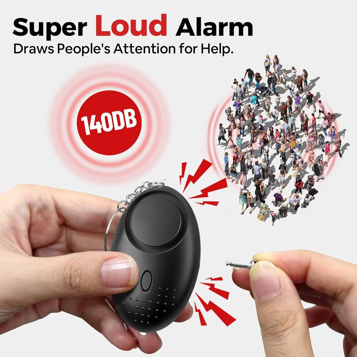 Pieces - 140 dB - Personal Alarm - With LED Flashlight And Keychain - Personal Pocket Alarm - Pepper Spray - Panic Alarm - Anti-Wolf Whistle - Keychain - Portable - For Women, Girls And the Elderly - Repelling / Deterring / Self-Defense - Image 2