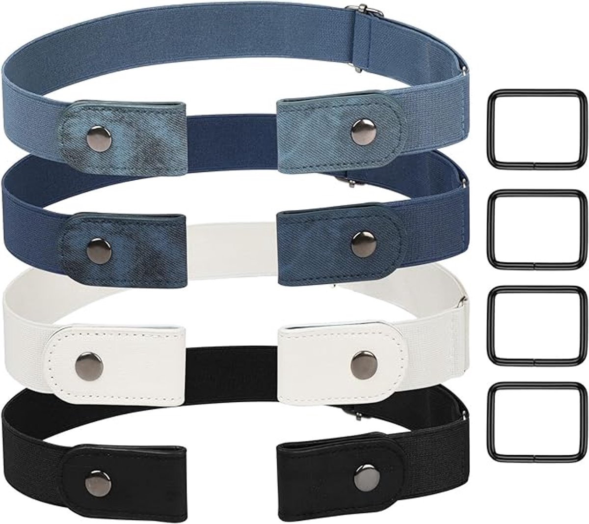 Buckleless Belt - 4 Pieces Buckle-Free & Elastic Belt for Women & Men - Elastic Belt - Elastic Belt Without Buckle - 3cm Wide - Elastic Trouser Belt Without Buckle - Belt Without Buckle - Buckle-Free Belt - Maternity Belt - Belt Without Holes - Image 1