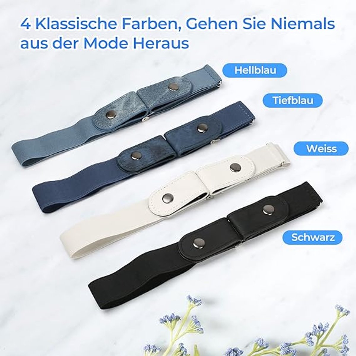 Buckleless Belt - 4 Pieces Buckle-Free & Elastic Belt for Women & Men - Elastic Belt - Elastic Belt Without Buckle - 3cm Wide - Elastic Trouser Belt Without Buckle - Belt Without Buckle - Buckle-Free Belt - Maternity Belt - Belt Without Holes - Image 3
