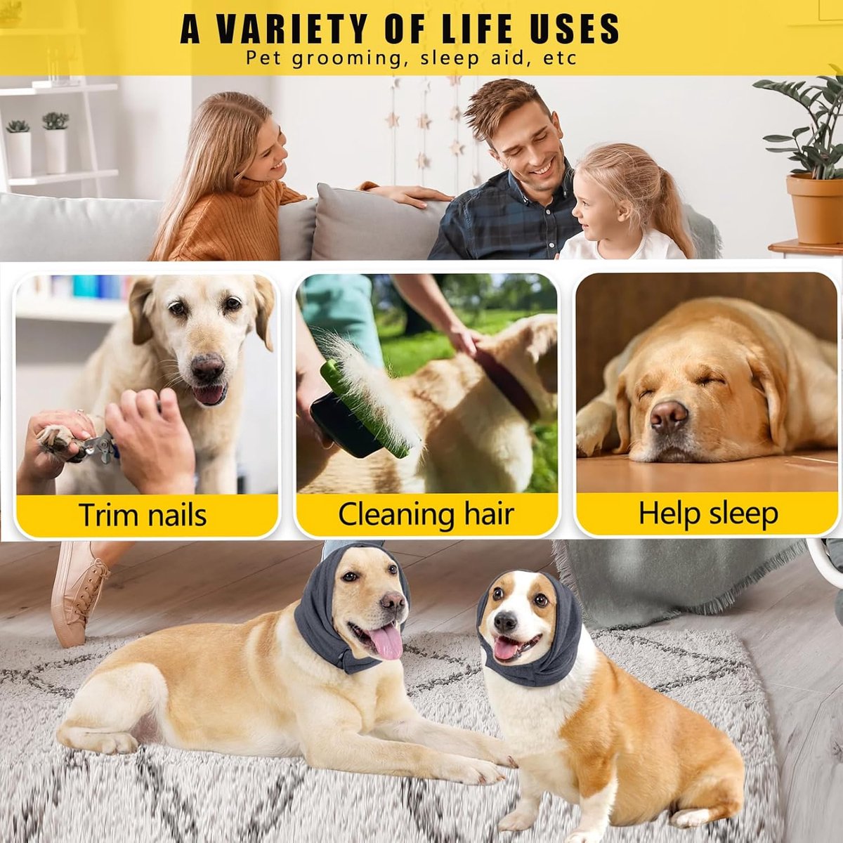 S - Noise-Reducing Ear Protectors for Dogs - Dog Ear Protector - Ear Protector for Dogs - Dog Ear Protector - Dog Ear Protection - Pet Cone - Noise-Dampening Dog Headband - Noise-Reducing Dog Ear Warmer - Keep Warm - Adjustable - Image 4