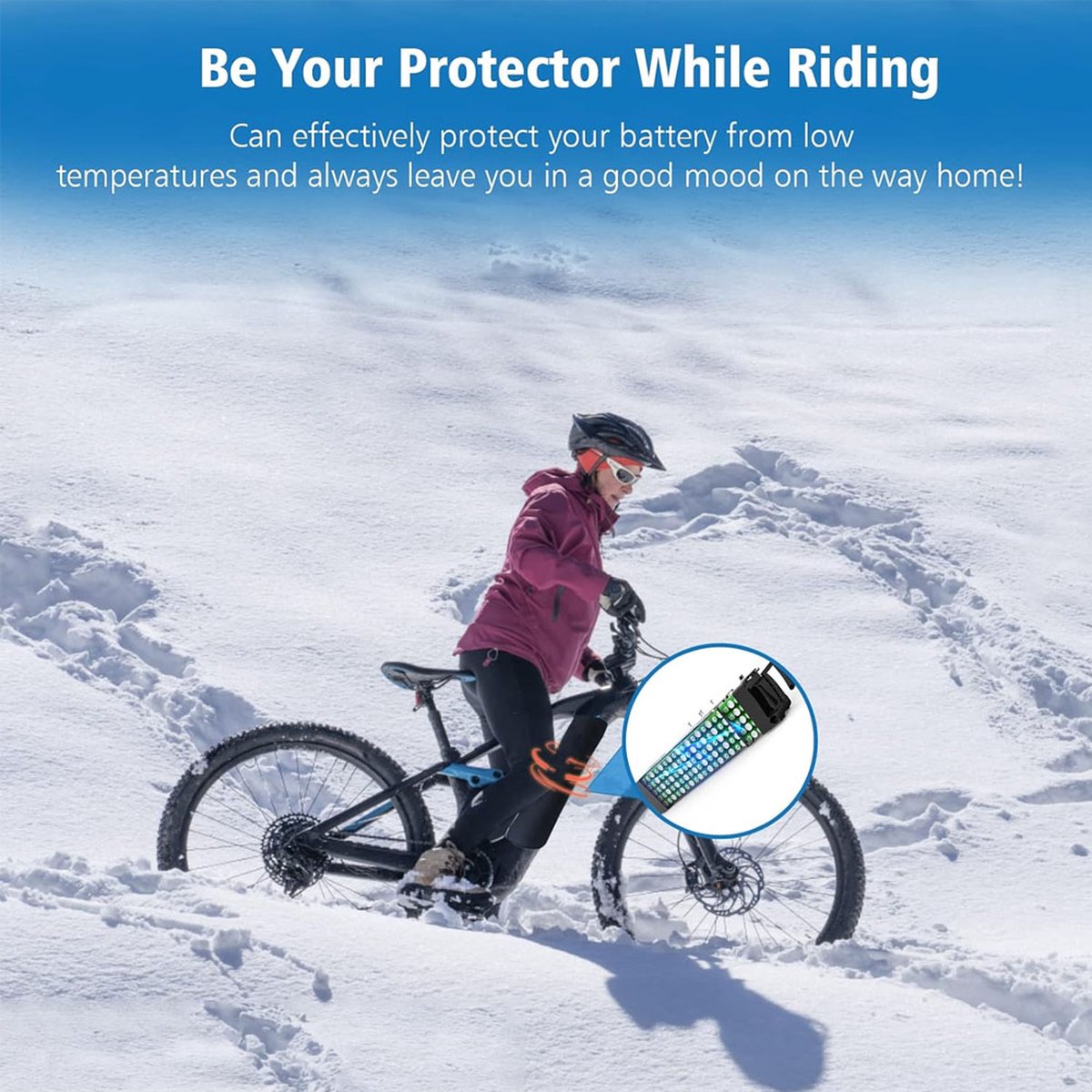 E-Bike Battery Protective Cover - Integrated Battery Cover - Integrated Battery Cover - Battery Cover Electric Bike or E-Bike - Protective Cover for Luggage Rack Battery of Electric Bike - Bicycle Battery Protective Cover - Battery Cover - Universal - Bla - Image 2