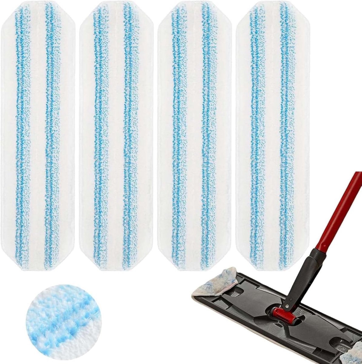 4-pack, mop pad replacement suitable for O Cedar H2prO mop system, mop head replacement suitable for O-Cedar/Vileda H2prO, machine washable, reusable pad replacement for deep cleaning - Image 1