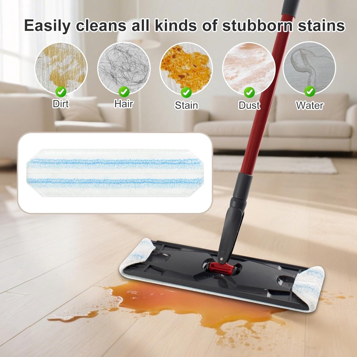 4-pack, mop pad replacement suitable for O Cedar H2prO mop system, mop head replacement suitable for O-Cedar/Vileda H2prO, machine washable, reusable pad replacement for deep cleaning - Image 2