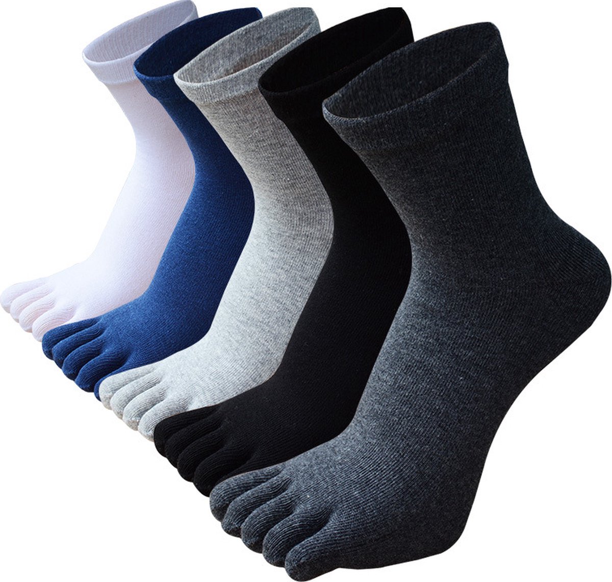 Toe Socks - Toe Socks - 5 Pairs - Yoga Socks - Cotton - Smooth Toe Seam - No Annoying Seams - Runner Toe Socks - Toe Socks - Toesocks - Flip-flop Socks - Men's Size 40/46 - Antibacterial - Breathable - Comfortable Socks - Image 1