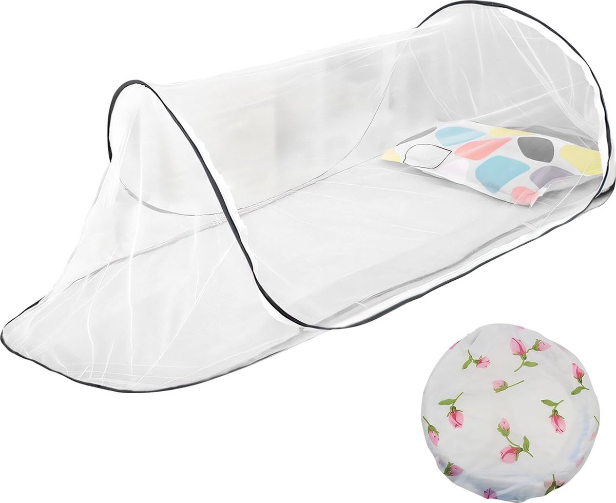 Mosquito Net Bed - Foldable Mosquito Net - L210x H56x W80cm - Pop-Up Mosquito Net Bed - Mosquito Net Tent - Mosquito Net - Cupola - Mosquito Net - Pop-Up Bed Tent - Anti-Mosquito, No Installation Required - Suitable For Camping, Backyard, Foldable Travel - Image 1