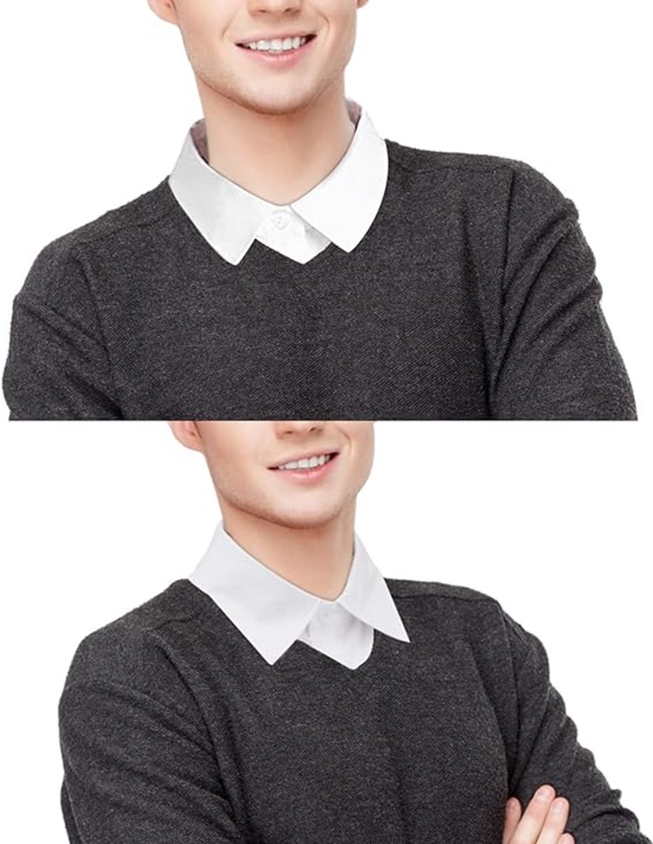 Set of 2 Women's Shirt Collars - Detachable Pointed Collar Basic - Collars for Women - Detachable Women's Collars to Wear Undergarments - Shirt Collar - Shirt Collar - Faux Detachable Collar - Shirt Replacement - One Size Adjustable - Black and White - Image 4