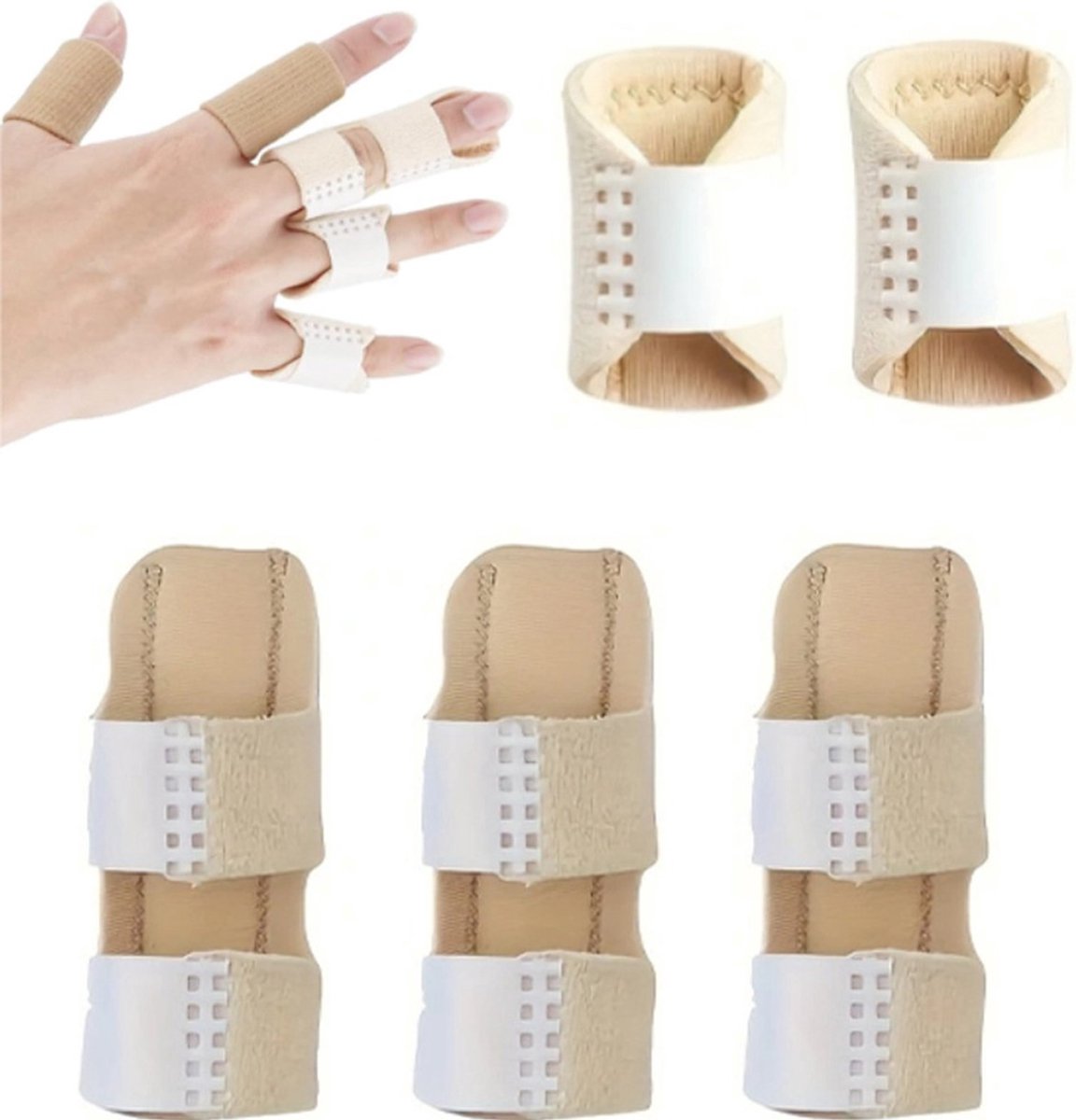 Finger Brace - Finger Splint - Adjustable - Bendable - One Size - Suitable for All Fingers - Finger Protectors - Universal Finger Stabilizer - 3 Finger Splints + 2 Short Finger Plates - Image 1