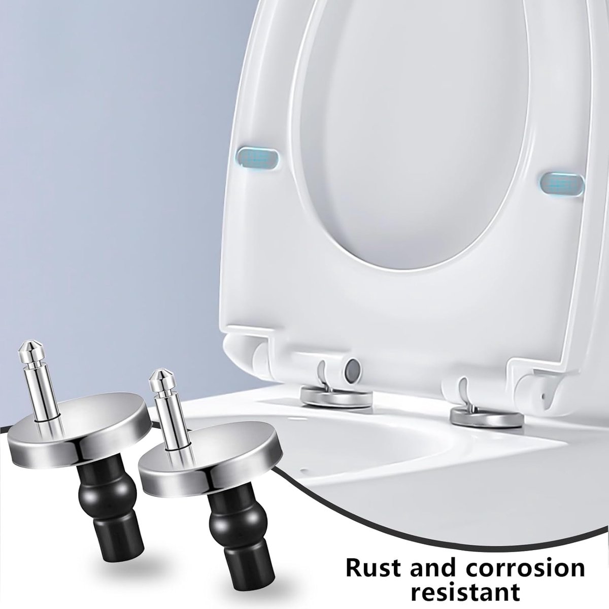 Toilet Seat Hinges - 2 Pieces - Toilet Seat Hinge Set - Universal Hinges for Toilet Seat - Toilet Seat Installation Mounting Set - Stainless Steel - Adjustable - Easy to Install - Replacement Hinges for Toilet Seat - Hinge Replacement Set - Image 4