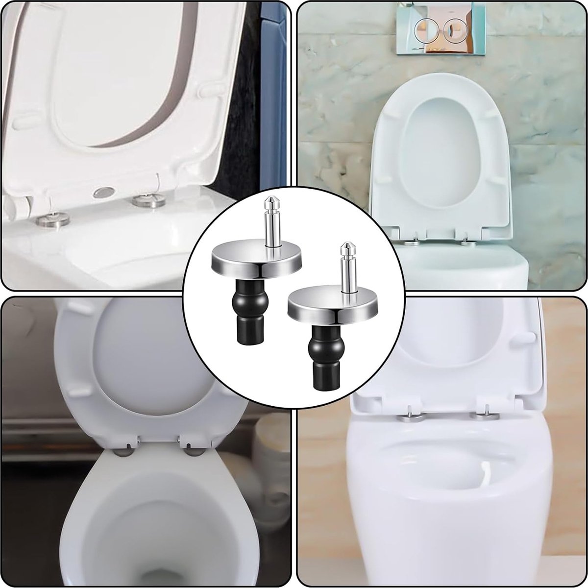 Toilet Seat Hinges - 2 Pieces - Toilet Seat Hinge Set - Universal Hinges for Toilet Seat - Toilet Seat Installation Mounting Set - Stainless Steel - Adjustable - Easy to Install - Replacement Hinges for Toilet Seat - Hinge Replacement Set - Image 5