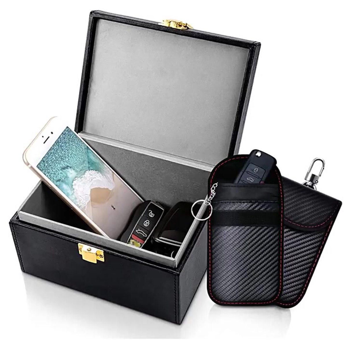 RFID Car Key Anti-Theft - RFID Protective Case Car Key - Protective Case Car Key Box - Car Key Safe - RFID Anti-Theft Box - Faraday Box Car Key - Faraday Box - Keyless Entry Case - Key Pouch - Key Bags - Three-Piece Set - Image 2