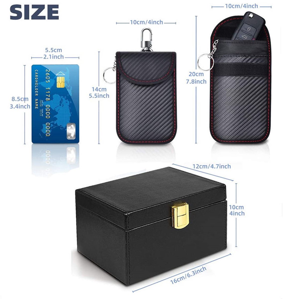 RFID Car Key Anti-Theft - RFID Protective Case Car Key - Protective Case Car Key Box - Car Key Safe - RFID Anti-Theft Box - Faraday Box Car Key - Faraday Box - Keyless Entry Case - Key Pouch - Key Bags - Three-Piece Set - Image 5