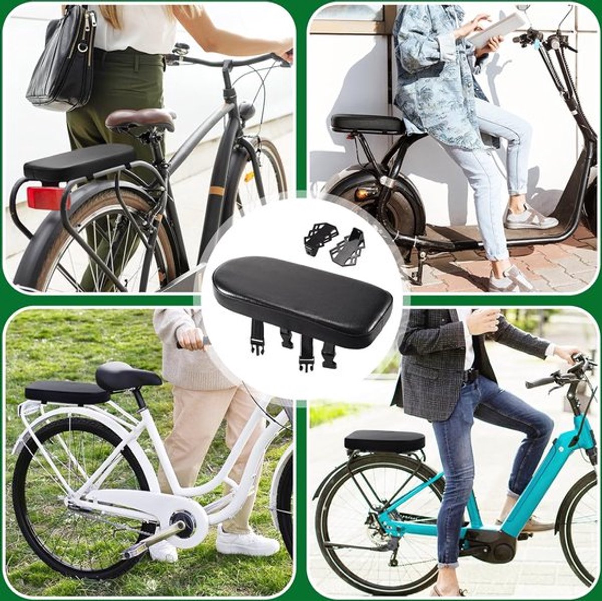 Rear Bicycle Seat - With Footrests - Rear Bicycle Seat - Luggage Carrier Cushion - Bicycle Seat Set - Rear Bicycle Seat - Bicycle Carrier Cushion - Universal - Black - Electric Bicycle/ Bicycles/Electric Scooter - Thickened - Soft - Image 2