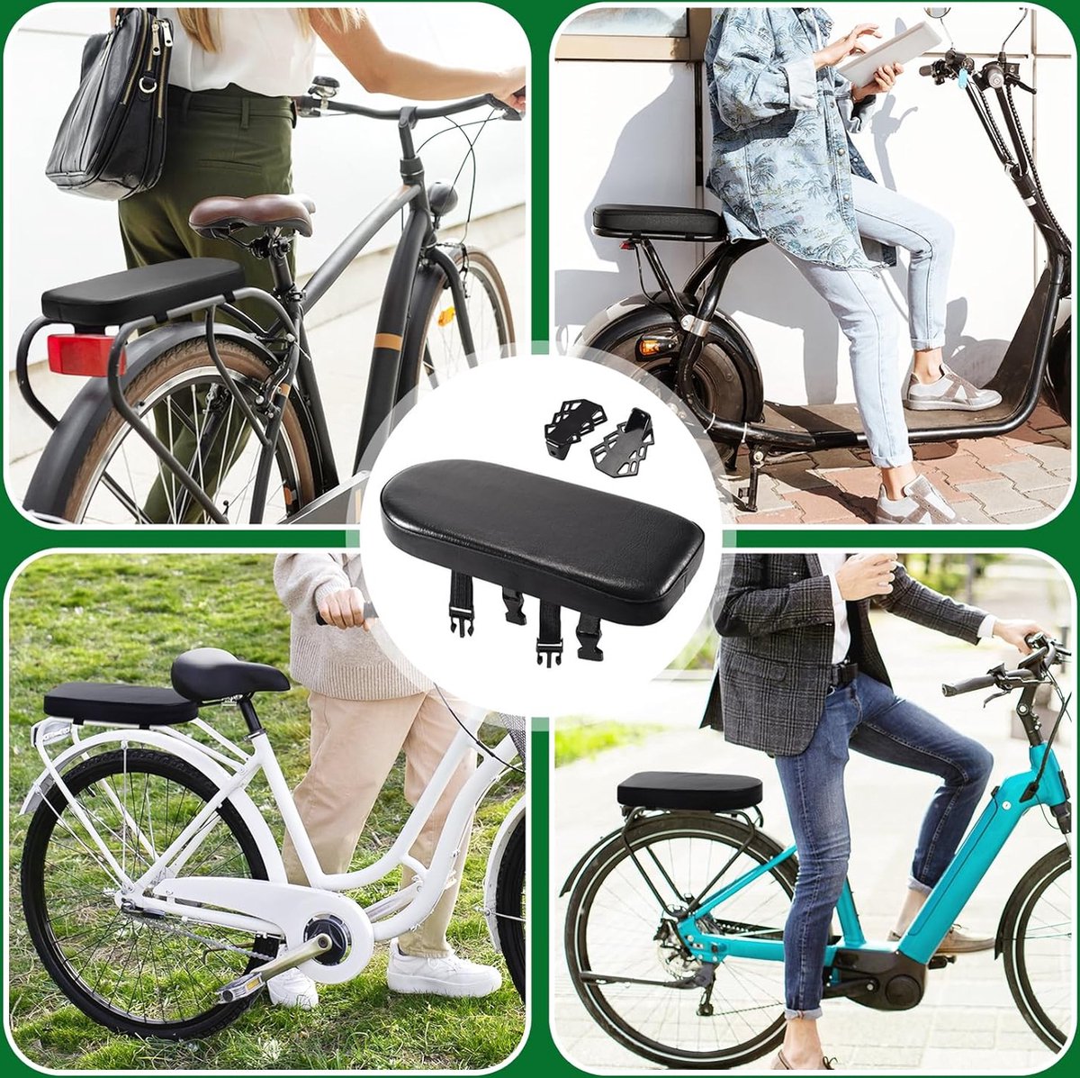 Rear Bicycle Seat - With Footrests - Rear Bicycle Seat - Luggage Carrier Cushion - Bicycle Seat Set - Rear Bicycle Seat - Bicycle Carrier Cushion - Universal - Black - Electric Bicycle/ Bicycles/Electric Scooter - Thickened - Soft - Image 3