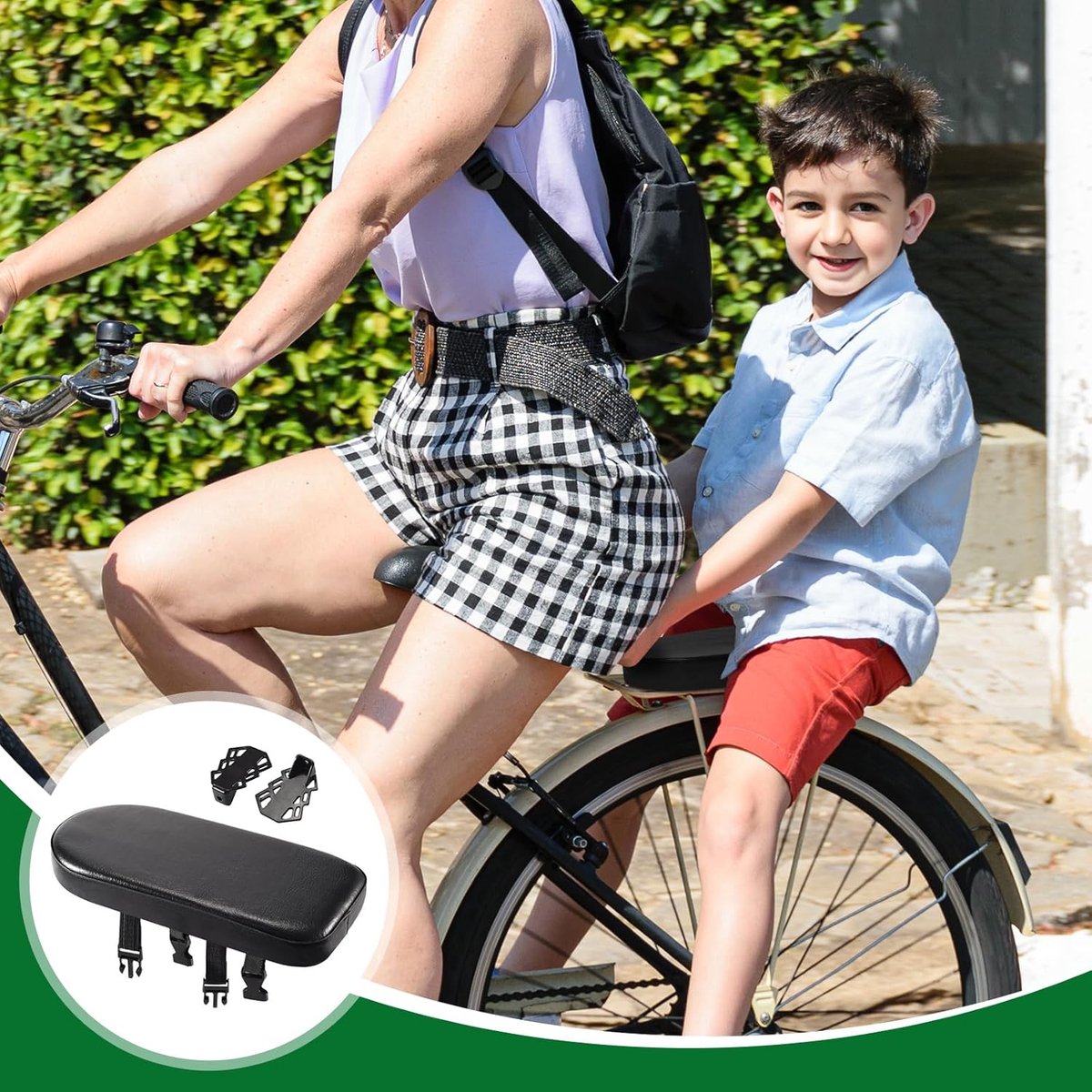Rear Bicycle Seat - With Footrests - Rear Bicycle Seat - Luggage Carrier Cushion - Bicycle Seat Set - Rear Bicycle Seat - Bicycle Carrier Cushion - Universal - Black - Electric Bicycle/ Bicycles/Electric Scooter - Thickened - Soft - Image 4