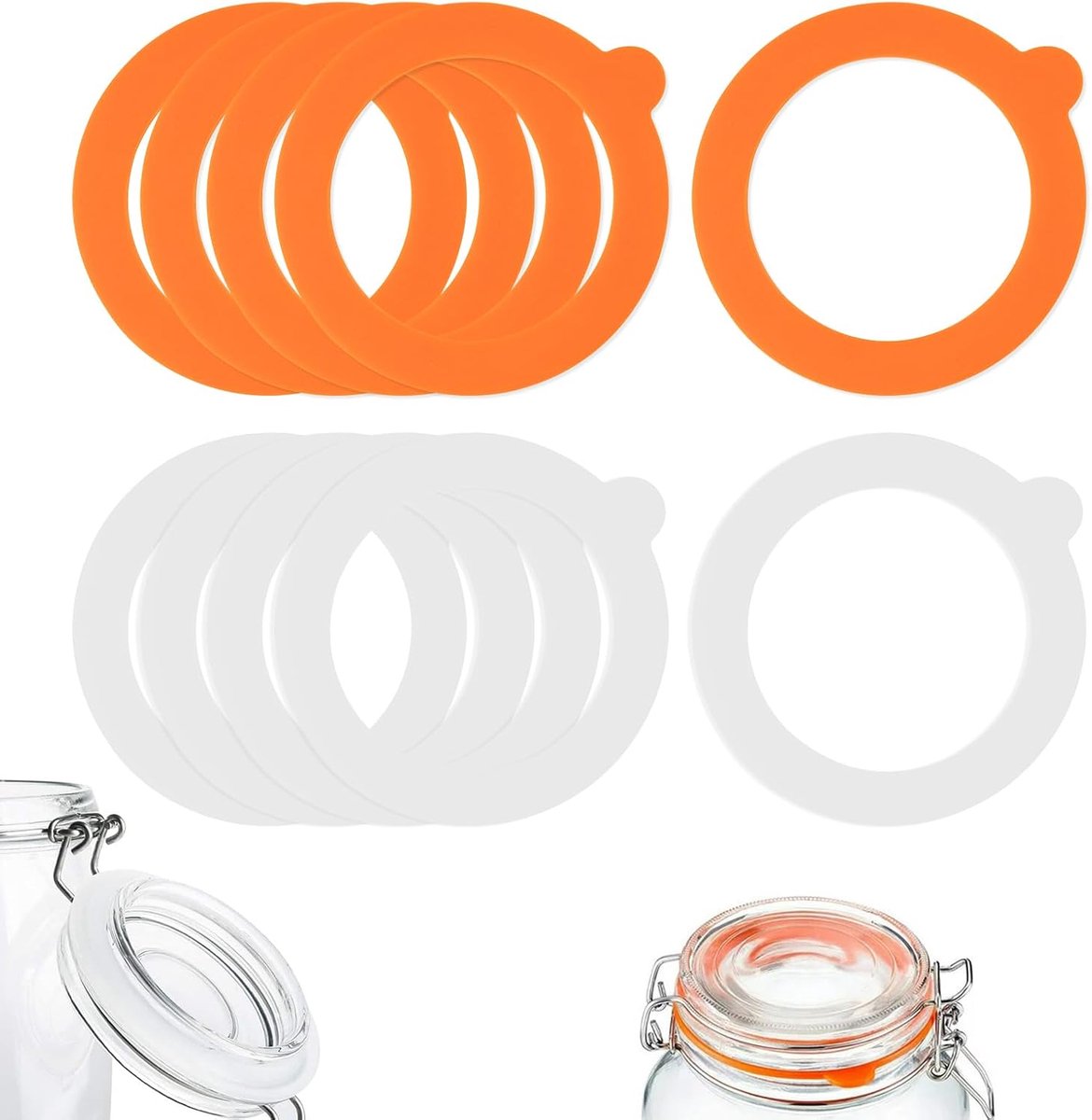 Canning Rings - Silicone Rings, Dye-Free Gasket - Gasket 16 Pieces - 70 mm x 95 mm x 2.2 mm - Rubber Canning Jar Rings - Standard Size For Fido Canning Jars, among others - Reusable - Replacement Canning Rings - Replacement Rubber Gaskets - Image 1