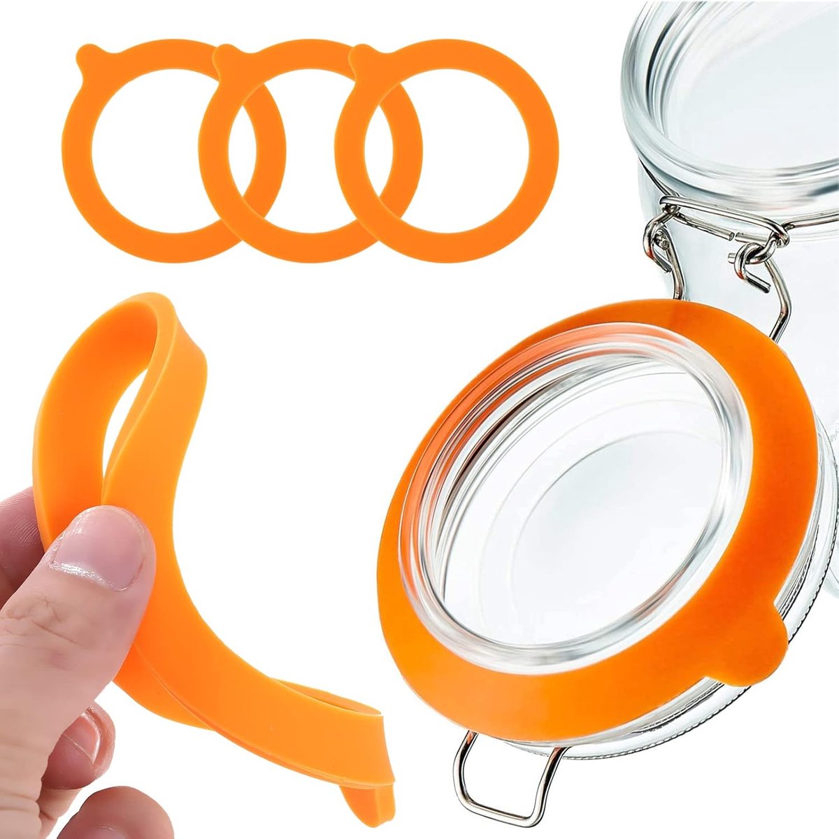 Canning Rings - Silicone Rings, Dye-Free Gasket - Gasket 16 Pieces - 70 mm x 95 mm x 2.2 mm - Rubber Canning Jar Rings - Standard Size For Fido Canning Jars, among others - Reusable - Replacement Canning Rings - Replacement Rubber Gaskets - Image 5