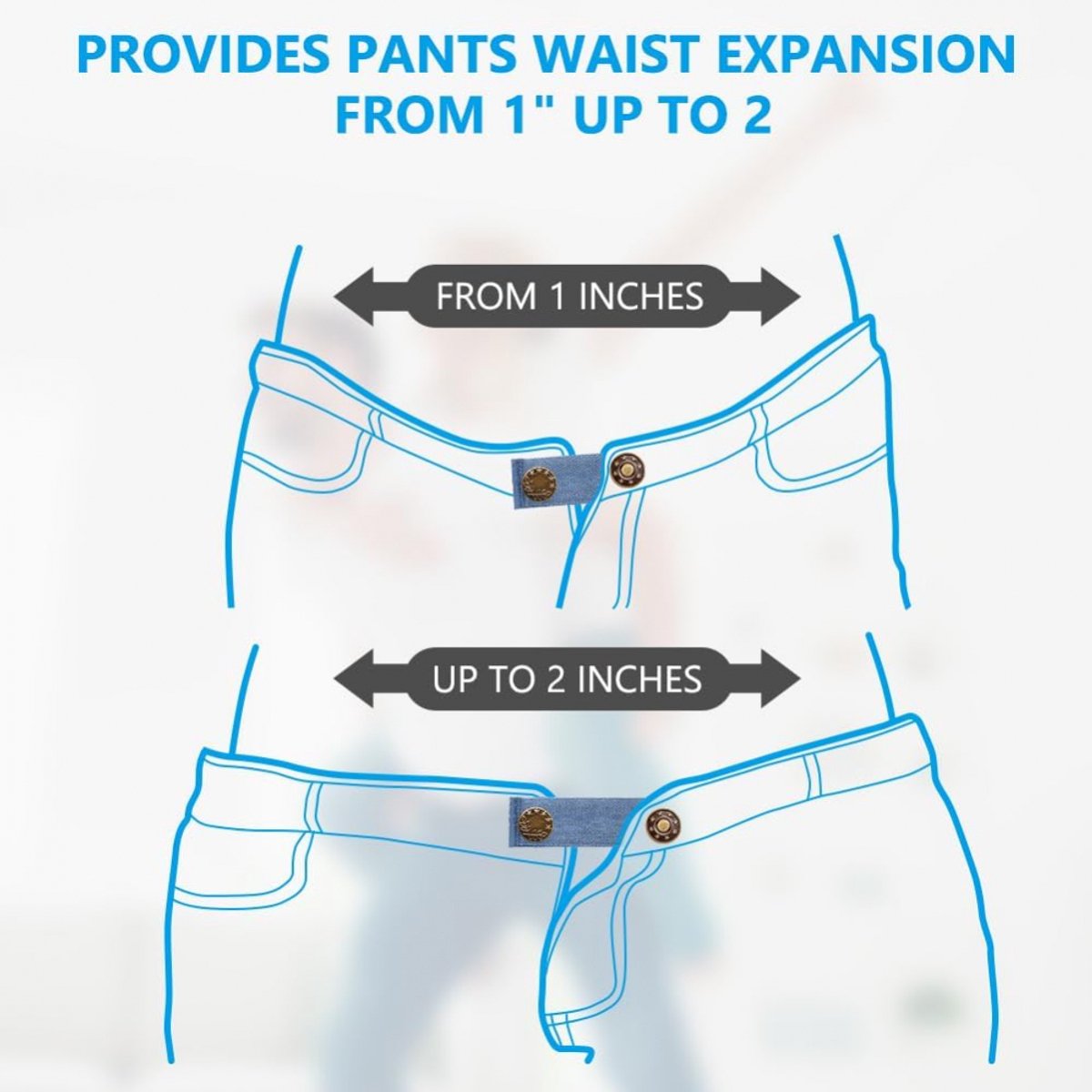 Buttonhole Extender 4 Pieces Denim - Trouser Extender - Jeans Trouser Extender - Trouser Widening Button - Trouser Buttonhole Extender - Button Extender - Jeans Extension Button - Maternity Trouser Extender - Buttonhole Elastic - Jeans Buttons - Image 2