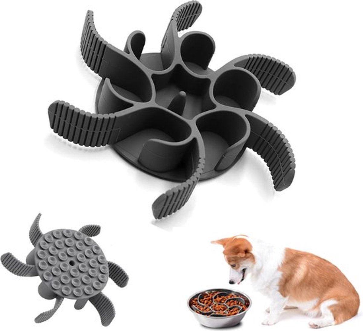 Anti-Gulp Bowl for Dogs and Cats - Anti-Gulp Dog Food Bowl - Slow Feeder - Slow Bowl Eat Slow - Anti-Gulp Feeding Mat - Dog Bowl - Dog Food Bowl - Dog Food - Dogs - Pet Food Bowl - Healthy Food for Small to Large Dogs - Black - Image 1