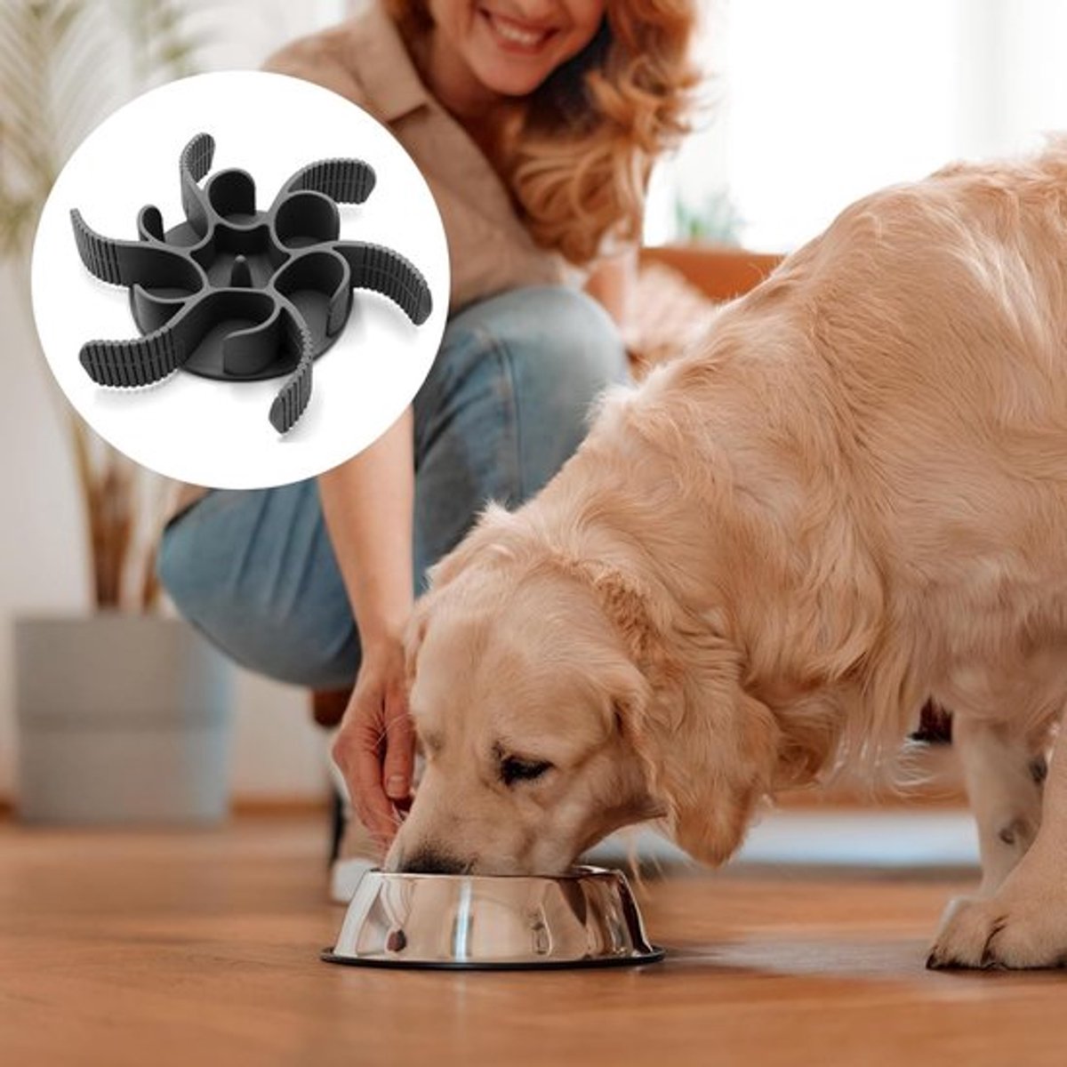 Anti-Gulp Bowl for Dogs and Cats - Anti-Gulp Dog Food Bowl - Slow Feeder - Slow Bowl Eat Slow - Anti-Gulp Feeding Mat - Dog Bowl - Dog Food Bowl - Dog Food - Dogs - Pet Food Bowl - Healthy Food for Small to Large Dogs - Black - Image 2